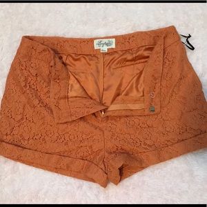 Forever XXI Orange Lace Shorts - Size Lg